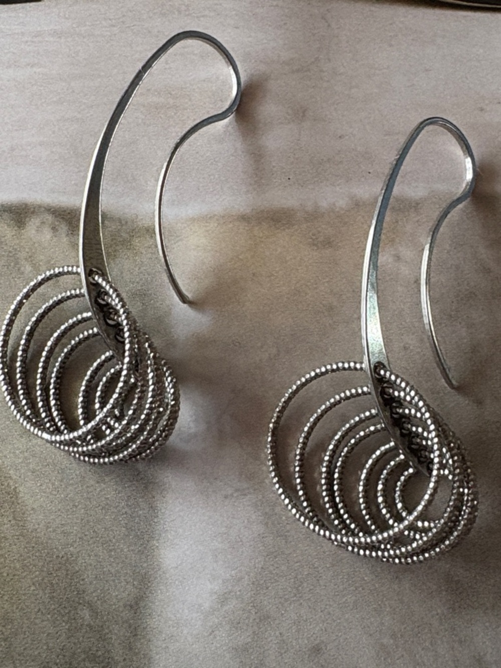 Handcrafted  Spiral Hoop Drop Earrings -